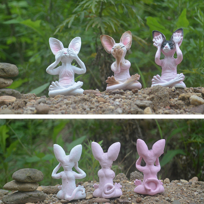 Don't See, Don't Listen, Don't Talk Meditation Kitten Creative Ornament - Image 2