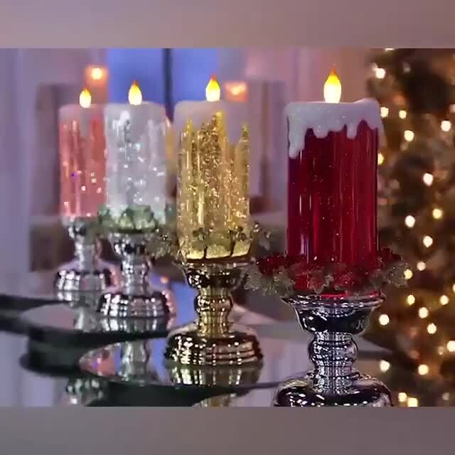 LED Christmas Candles Rechargeable With Glitter - Image 2