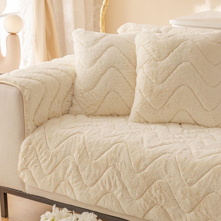 Nivtt Faux Fur Sofa Couch Cover, Plush Shaggy Sectional Couch Covers