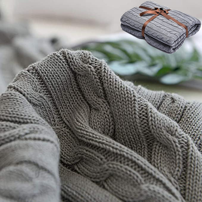 Nivtt COTTON OVERSIZED CABLE KNIT THROWS BLANKET - Image 8