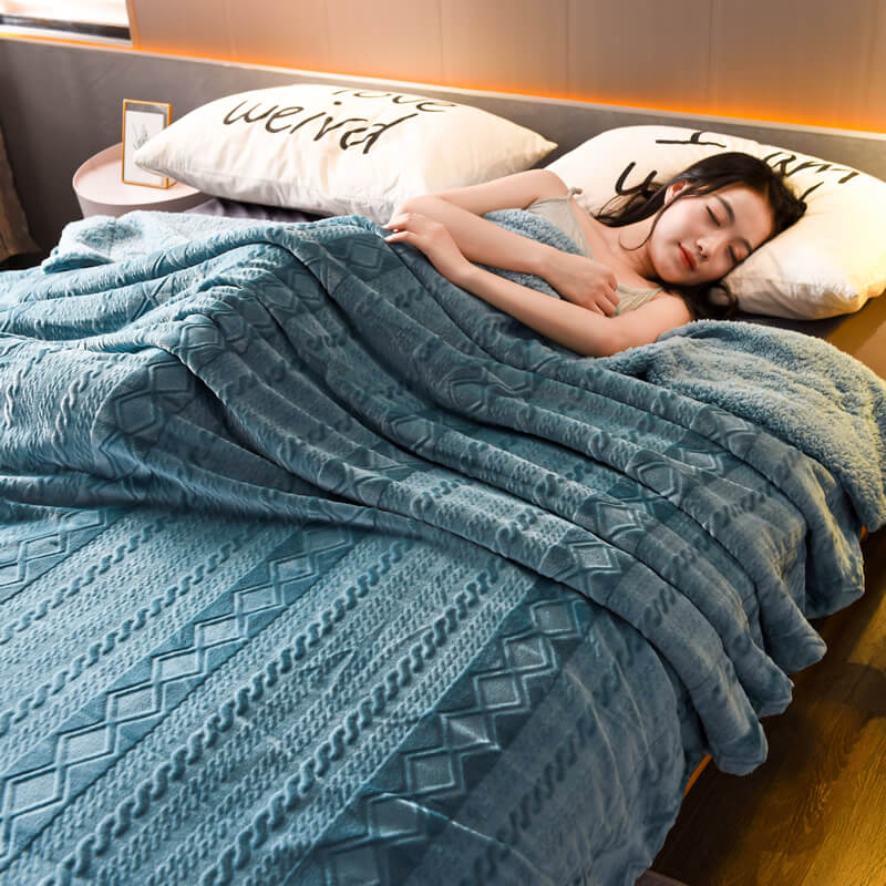 Nivtt Sherpa Fleece Throw Blanket, Plush Blanket Twin Queen Size - Image 2