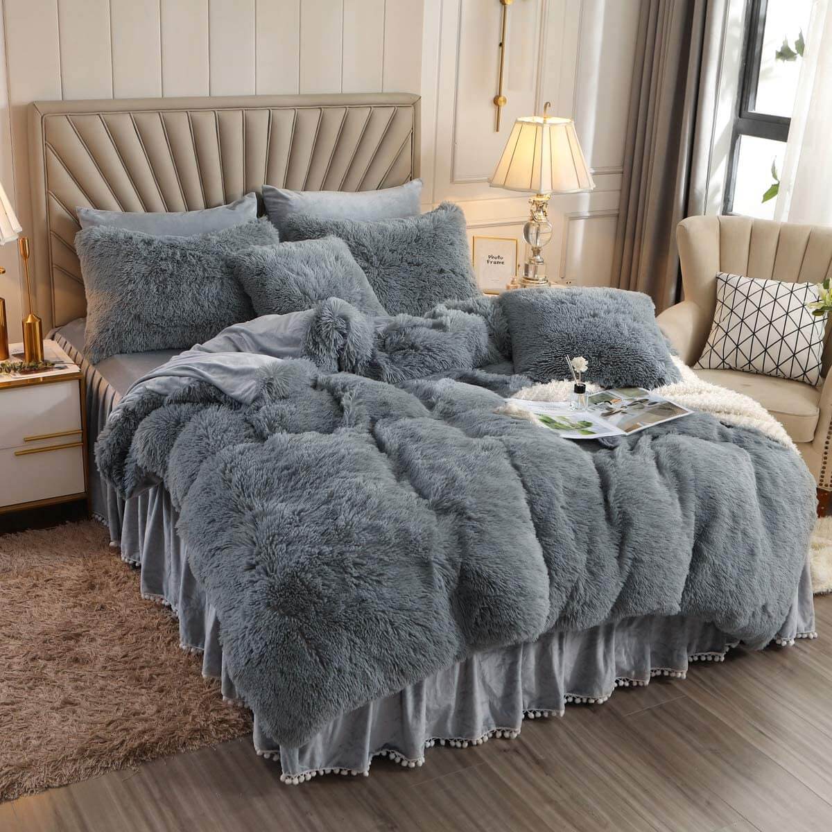 Nivtt Faux fur throw cover | duvet cover bedding set | Faux fur throw blanket - Image 2