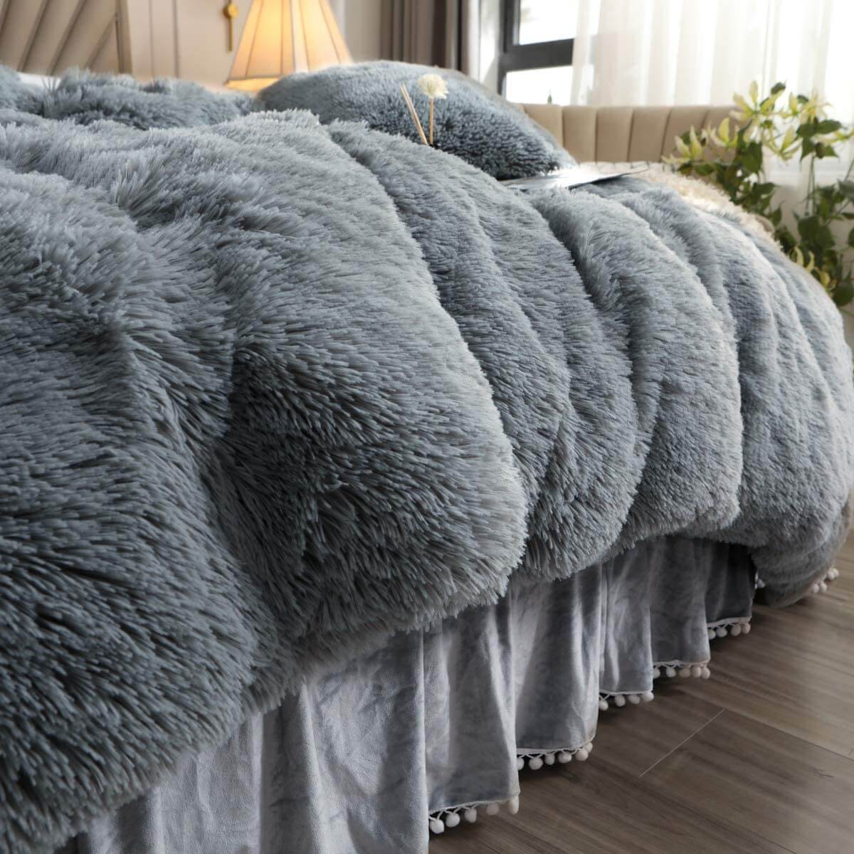 Nivtt Faux fur throw cover | duvet cover bedding set | Faux fur throw blanket - Image 3