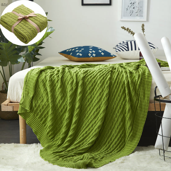 Nivtt COTTON OVERSIZED CABLE KNIT THROWS BLANKET