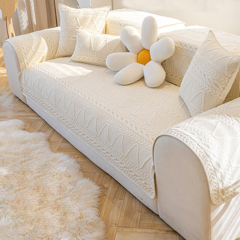 Nivtt Cotton Quilted Sectional Couch Covers, Furniture Protector Anti-Slip Couch Covers