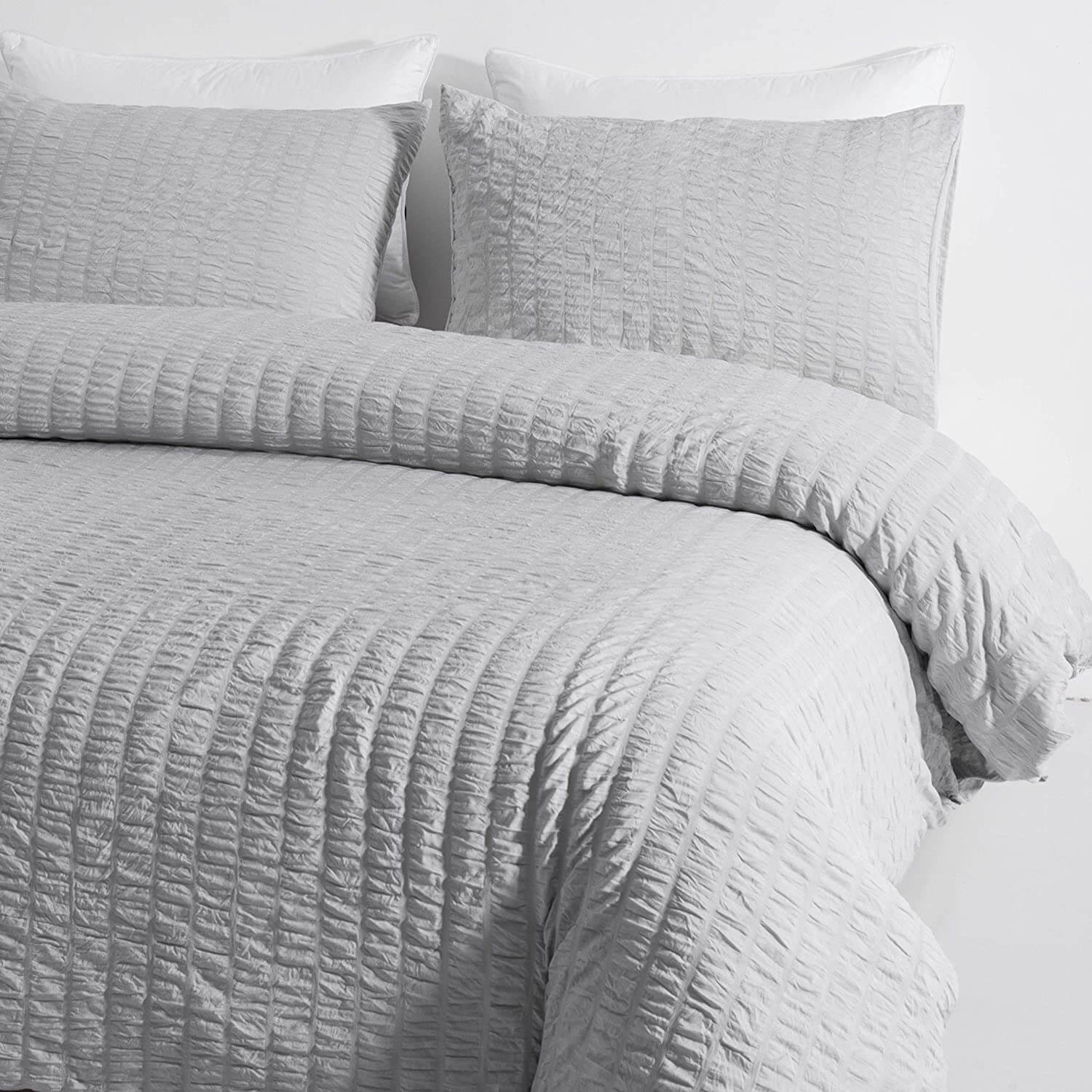 Nivtt Seersucker Washed Cotton Duvet Cover sets - Gray FULL/QUEEN/KING - Image 12