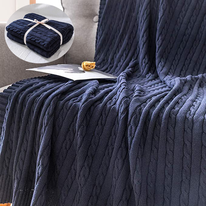 Nivtt COTTON OVERSIZED CABLE KNIT THROWS BLANKET - Image 3