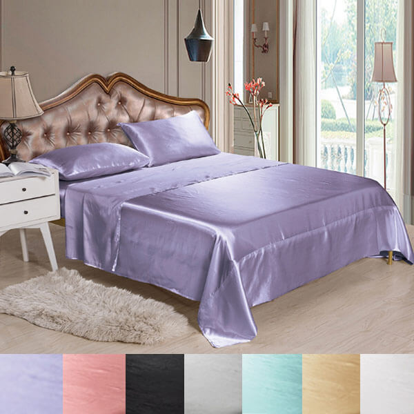 Nivtt Satin Sheet Set - Silk Bedding Bed Sheets - Image 9