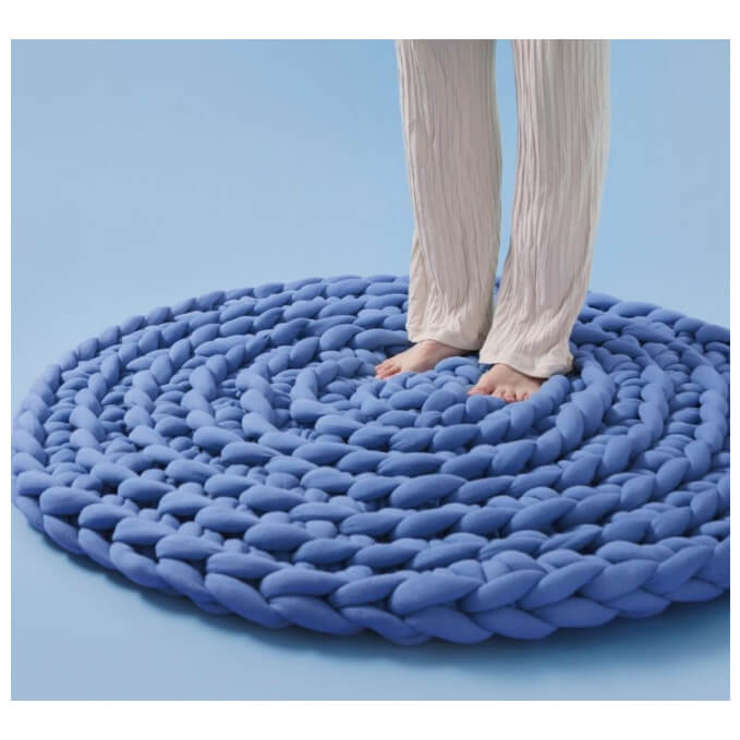 Nivtt Chunky knitting Dog Bed Rug | Hand Braided Round Rug - Image 3