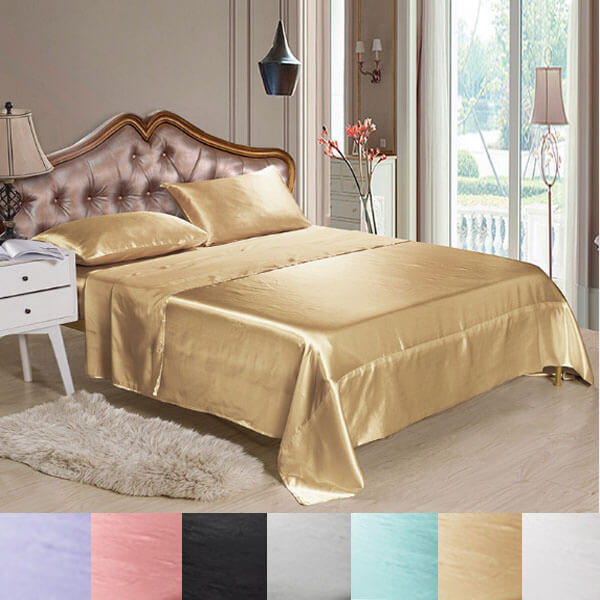 Nivtt Satin Sheet Set - Silk Bedding Bed Sheets - Image 10
