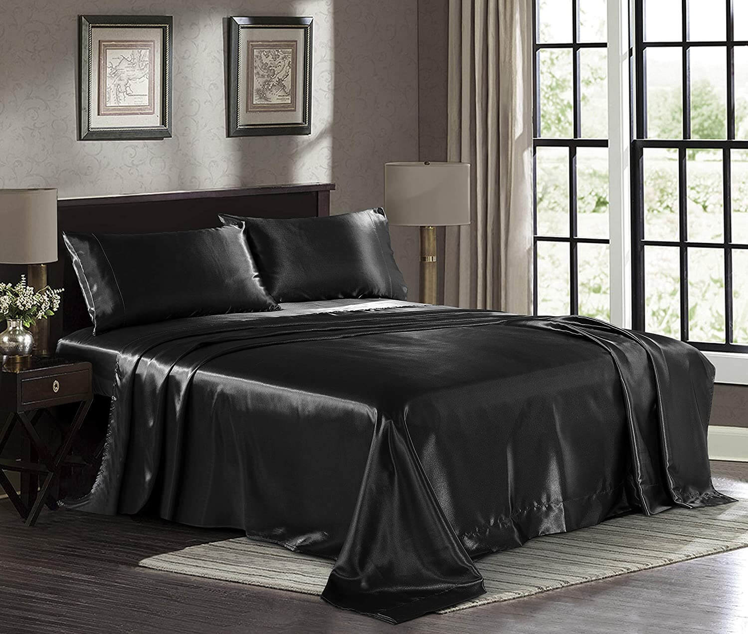 Nivtt Satin Sheet Set - Silk Bedding Bed Sheets - Image 7