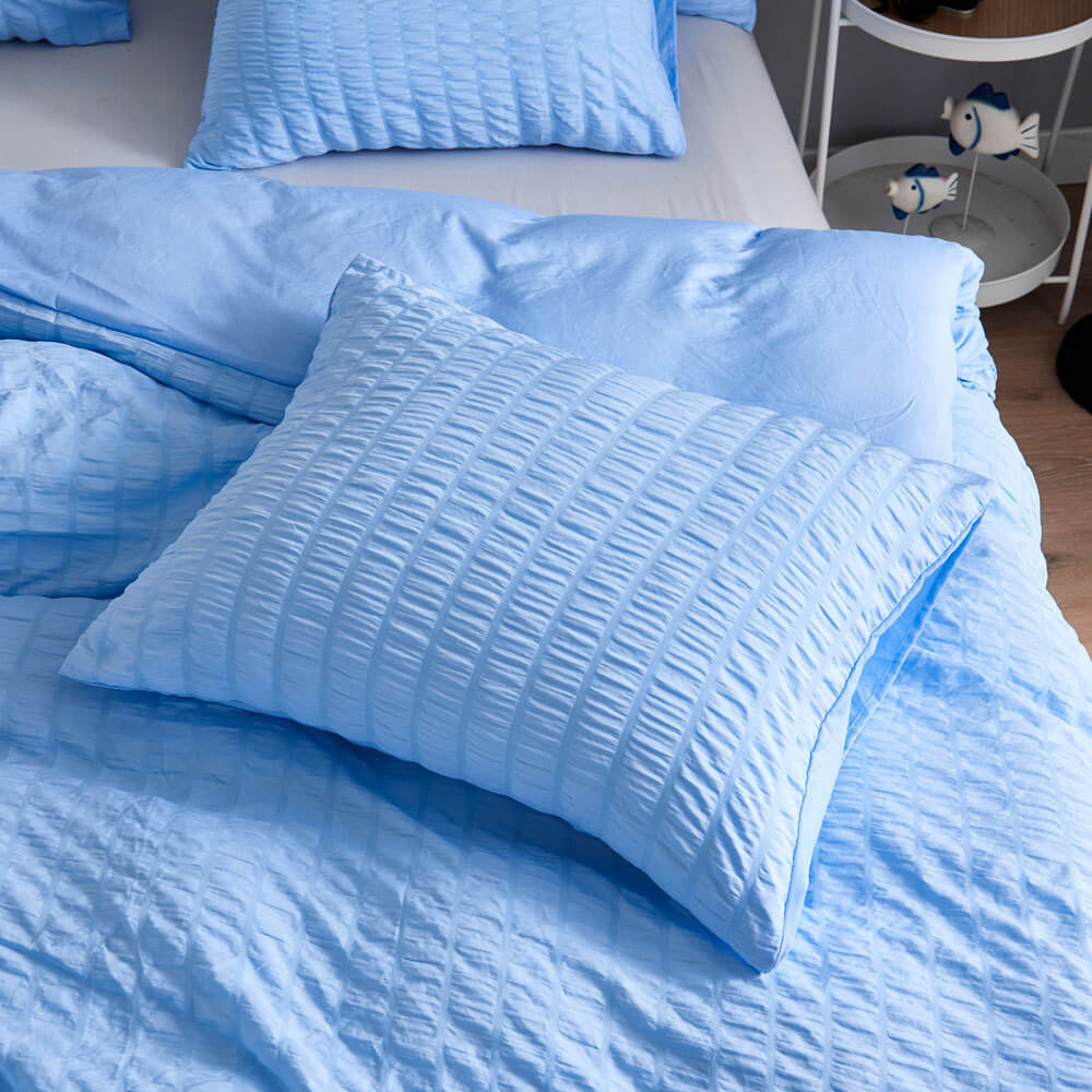 Nivtt Seersucker Washed Cotton Duvet Cover sets - Gray FULL/QUEEN/KING - Image 28