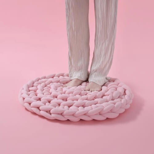 Nivtt Chunky knitting Dog Bed Rug | Hand Braided Round Rug - Image 8