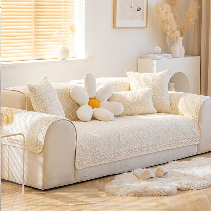 Nivtt Cotton Quilted Sectional Couch Covers, Furniture Protector Anti-Slip Couch Covers - Image 3