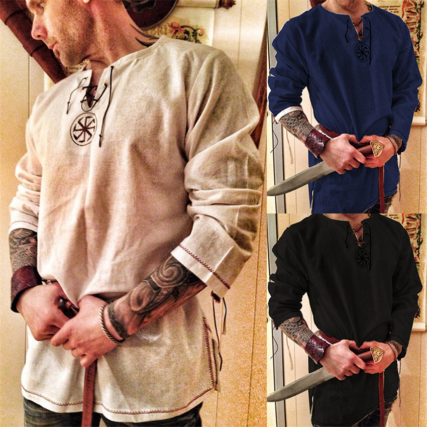 Viking Cosplay Renaissance Knight Crusader Long Sleeve Tunic S - 4XL