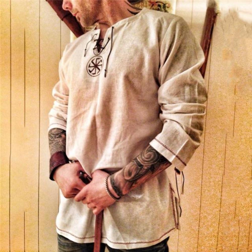 Viking Cosplay Renaissance Knight Crusader Long Sleeve Tunic S - 4XL - Image 3