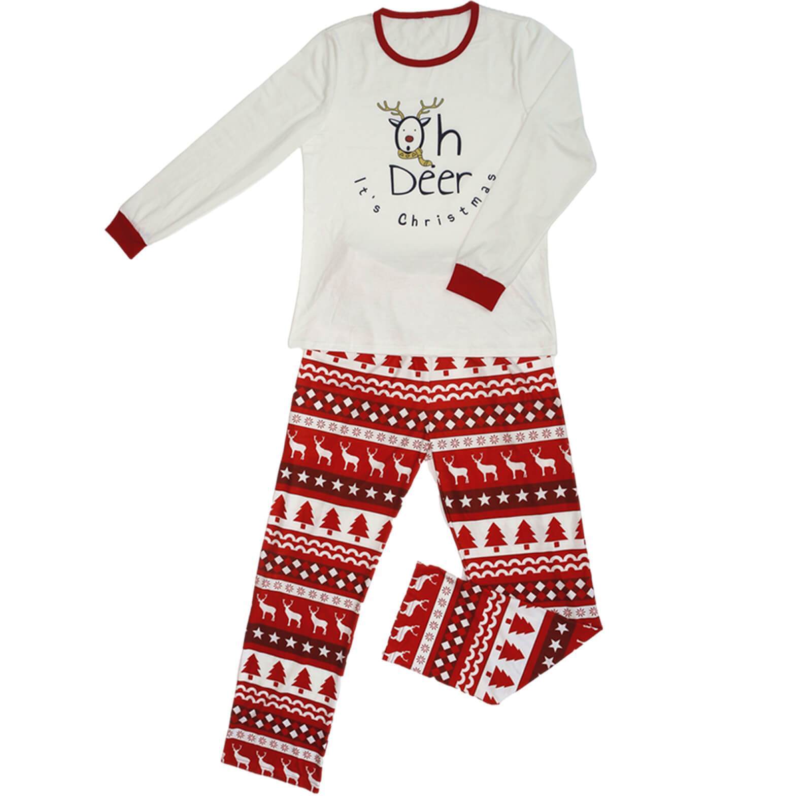 Oh Deer It's Chrismas' Letter Print top and Cute Cartoon Print Pants Family Matching Pajamas Set With Pet Pajamas - Image 4
