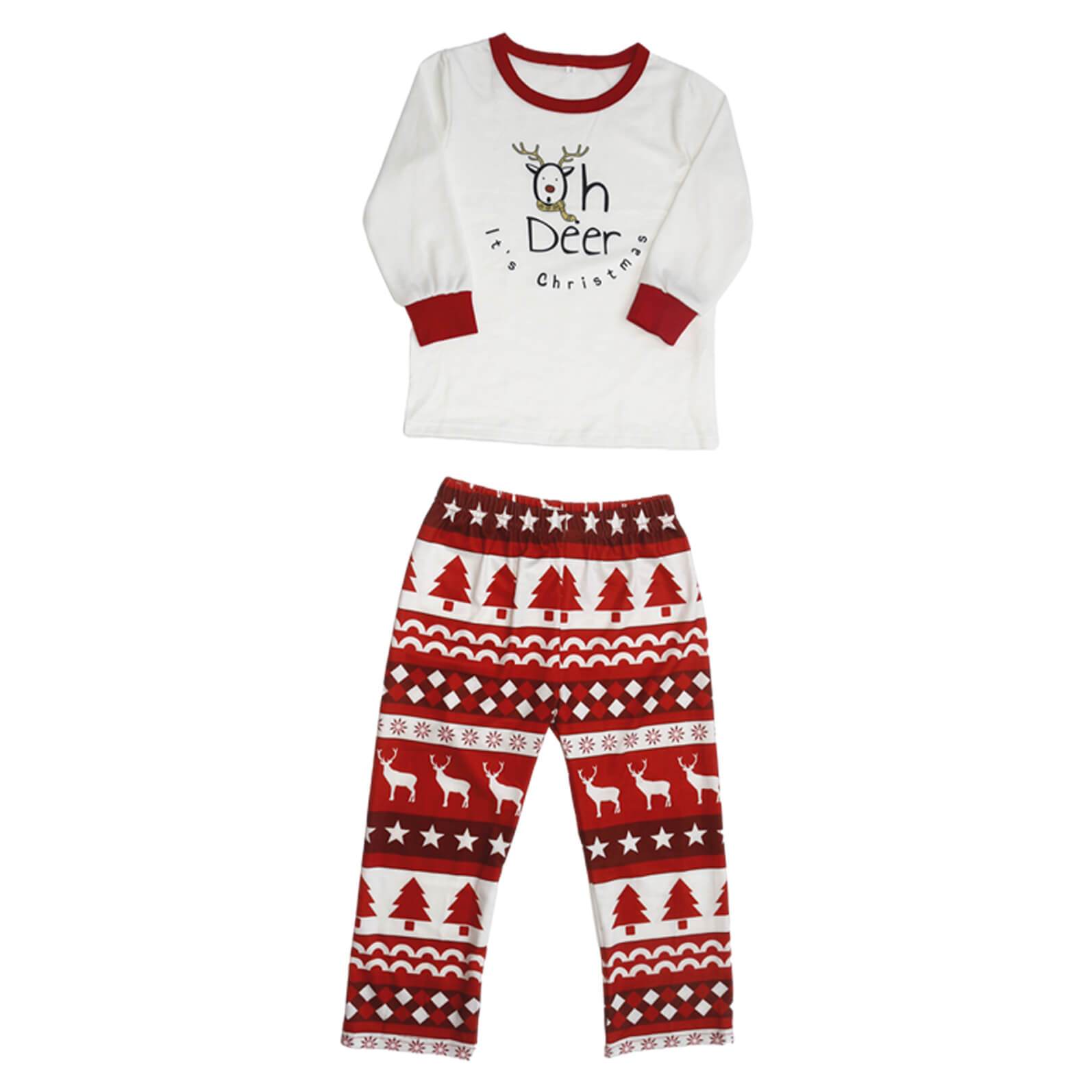 Oh Deer It's Chrismas' Letter Print top and Cute Cartoon Print Pants Family Matching Pajamas Set With Pet Pajamas - Image 3