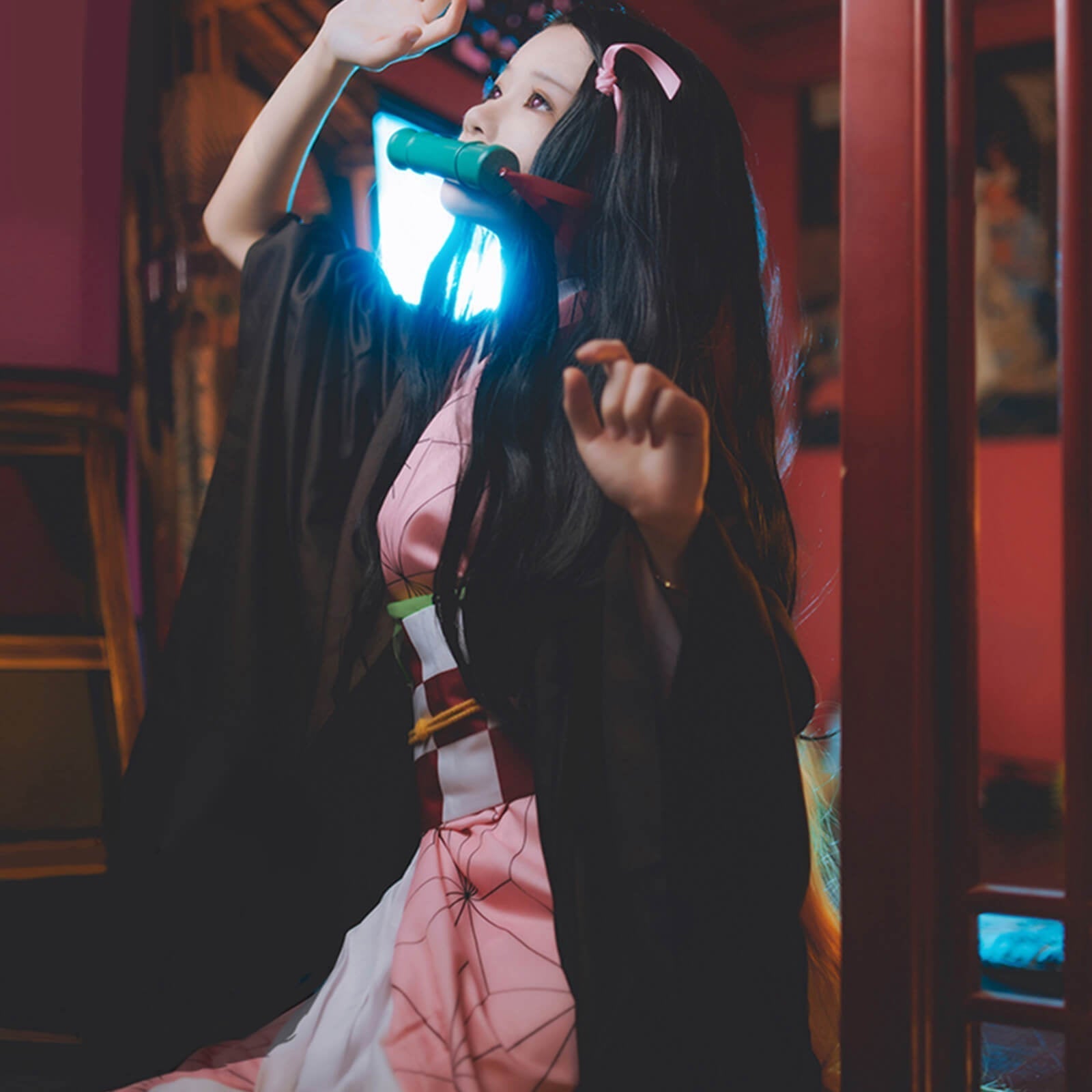 Nezuko Kamado Costume Halloween Cosplay Dress Outfit Full Set For Kids and Adult - Image 9