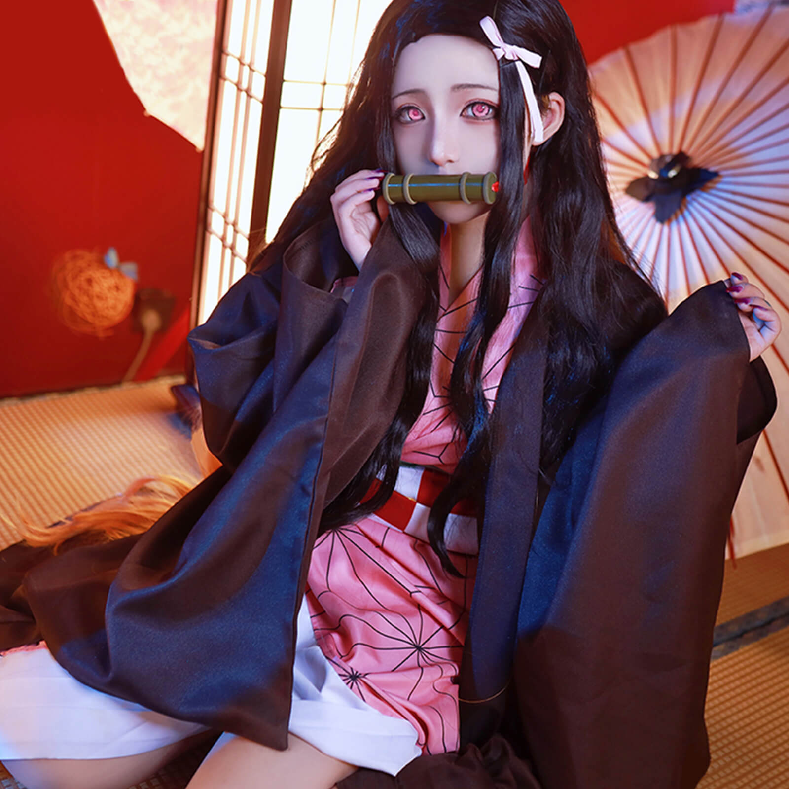 Nezuko Kamado Costume Halloween Cosplay Dress Outfit Full Set For Kids and Adult - Image 8